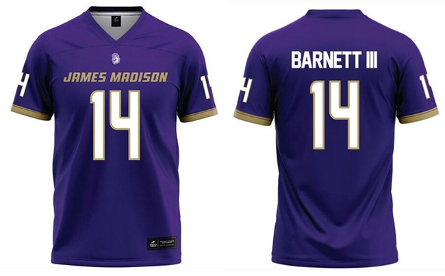 Men's James Madison University ACTIVE PLAYER Custom Purple Stitched Football Jersey